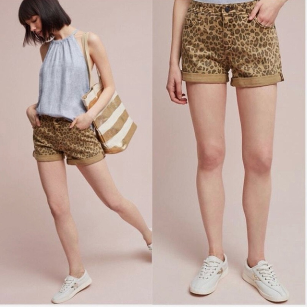 Anthropologie- Pilcro Hyphen Leopard Shorts